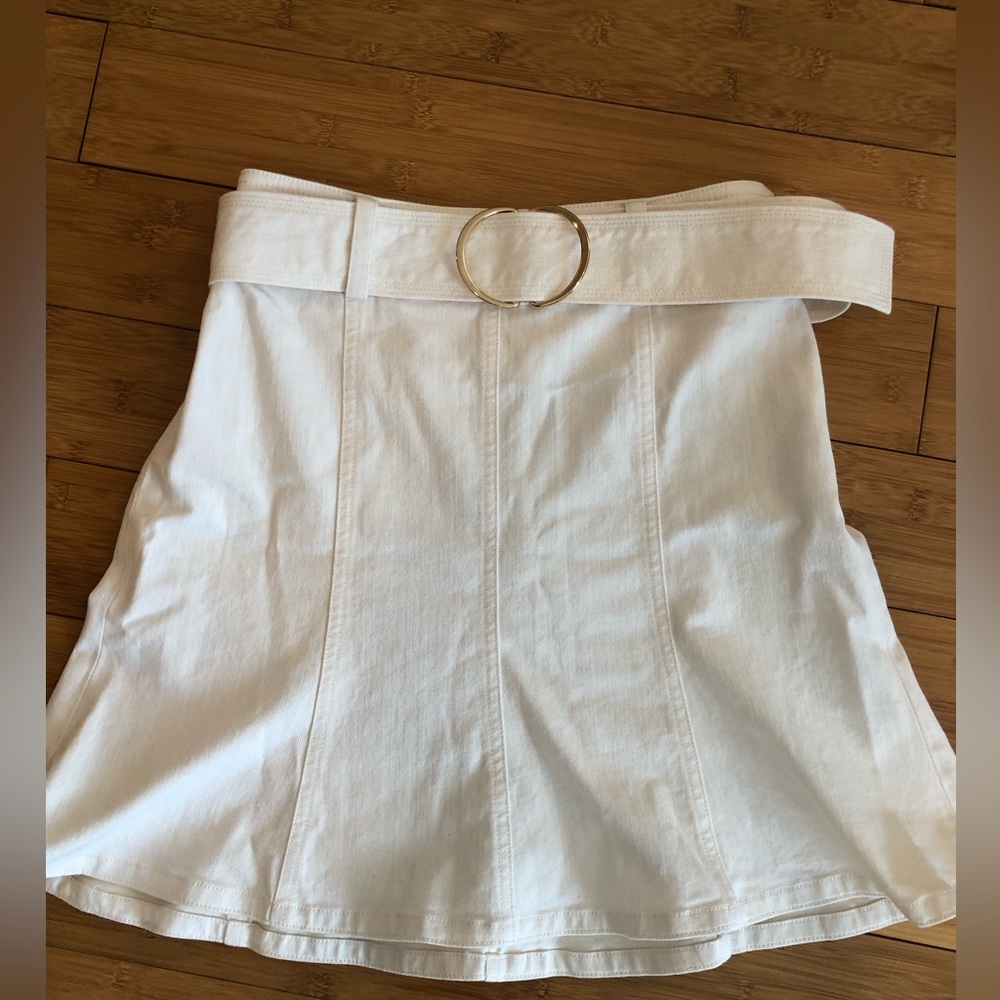 Club Monaco Ivory Denim Skirt size 2 side zipper NWT